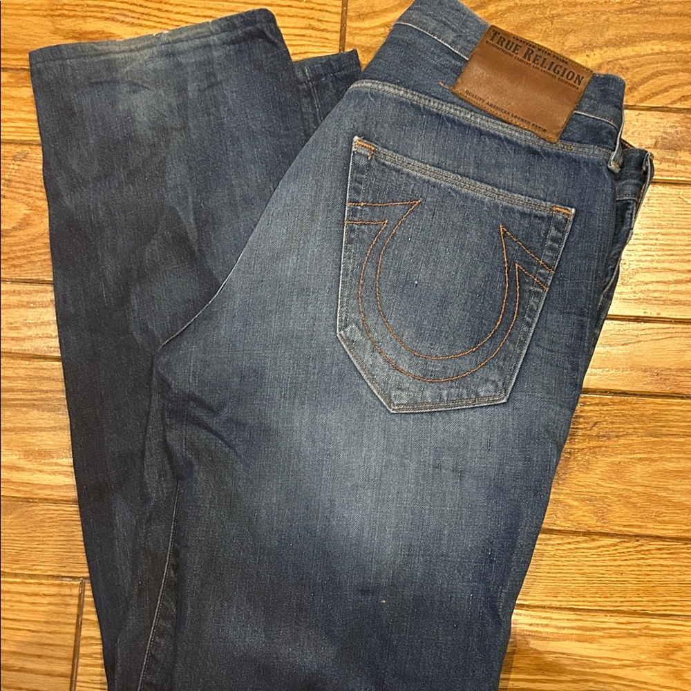 True Religion Men's Dark Blue Straight Jeans